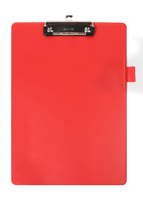 Klembord Quantore A4 staand PVC rood met 100mm klem + penlus afbeelding