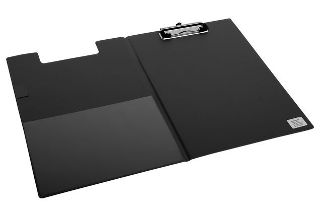Klembordmap Quantore A4 staand zwart met 100mm klem + penlus