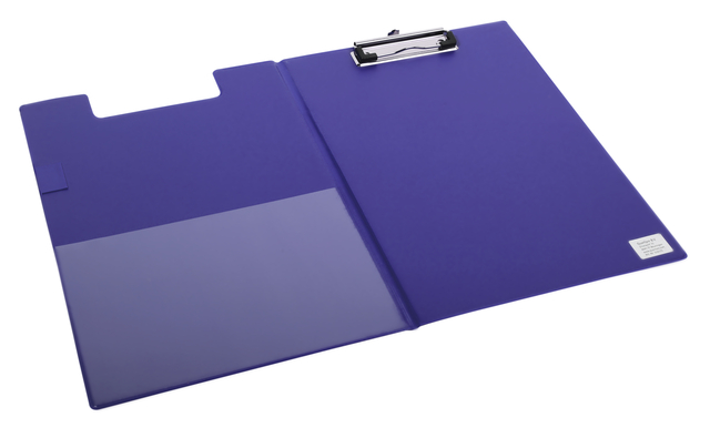 Klembordmap Quantore A4 staand PVC blauw met 100mm klem + penlus afbeelding