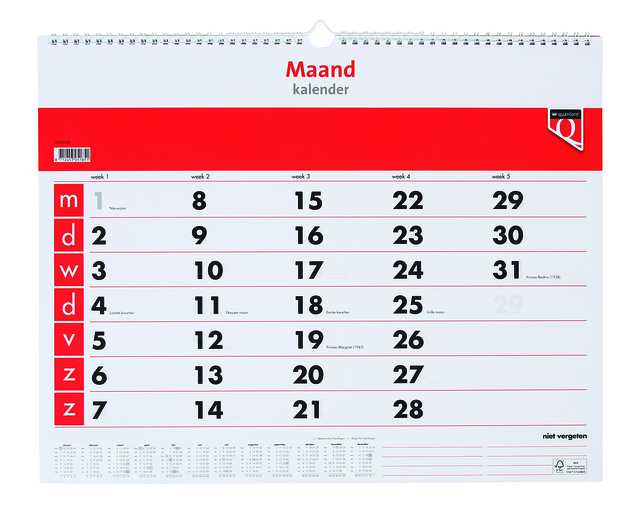 Maandkalender 2025 Quantore afbeelding