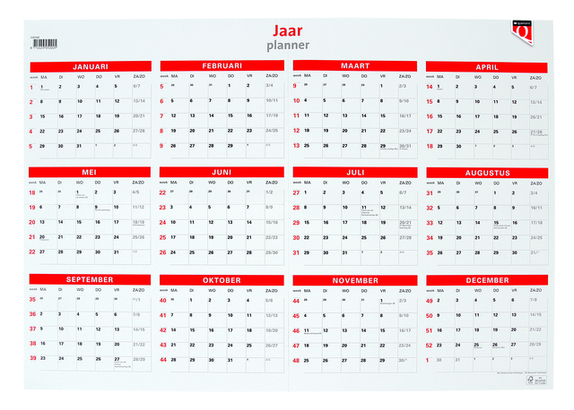 Jaarplankalender 2025 Quantore 48x68cm afbeelding