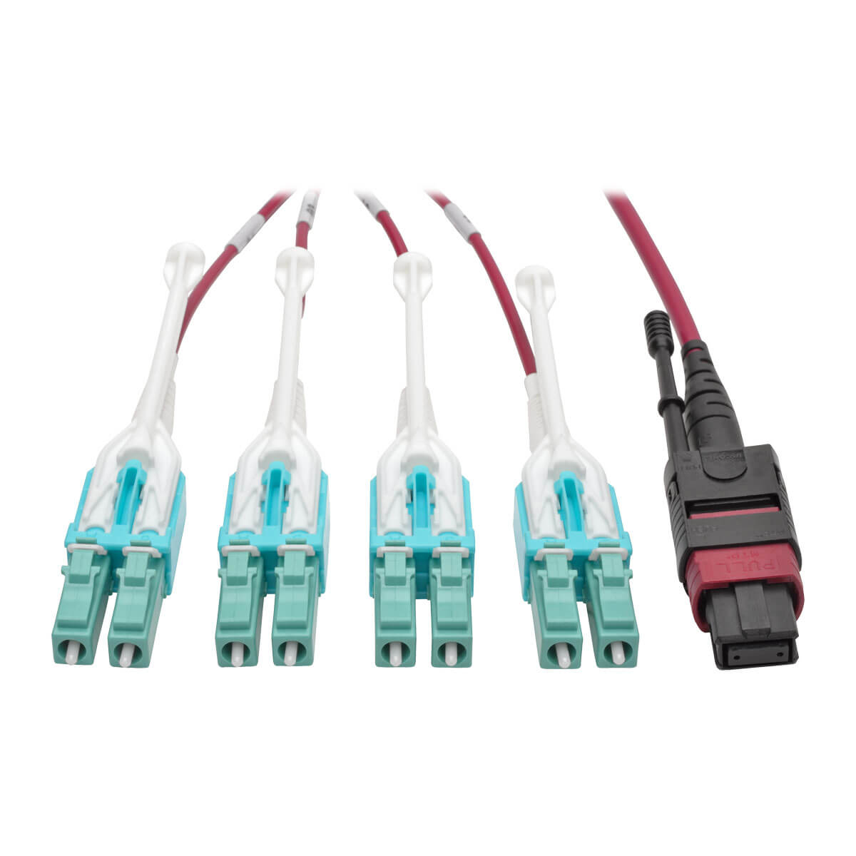 Tripp Lite N845-02M-8L-MG InfiniBand en Glasvezelkabel 2 m MPO/MTP 8x LC CMP Zwart, Magenta, Turkoois afbeelding