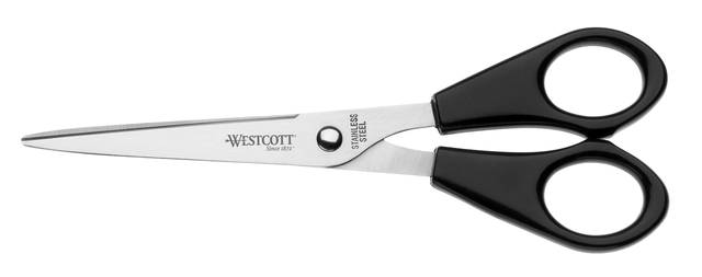 Kantoorschaar Westcott 155mm met kunststof grip rvs afbeelding