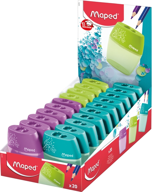 Puntenslijper Maped Shaker 2-gaats display à 20 stuks assorti afbeelding