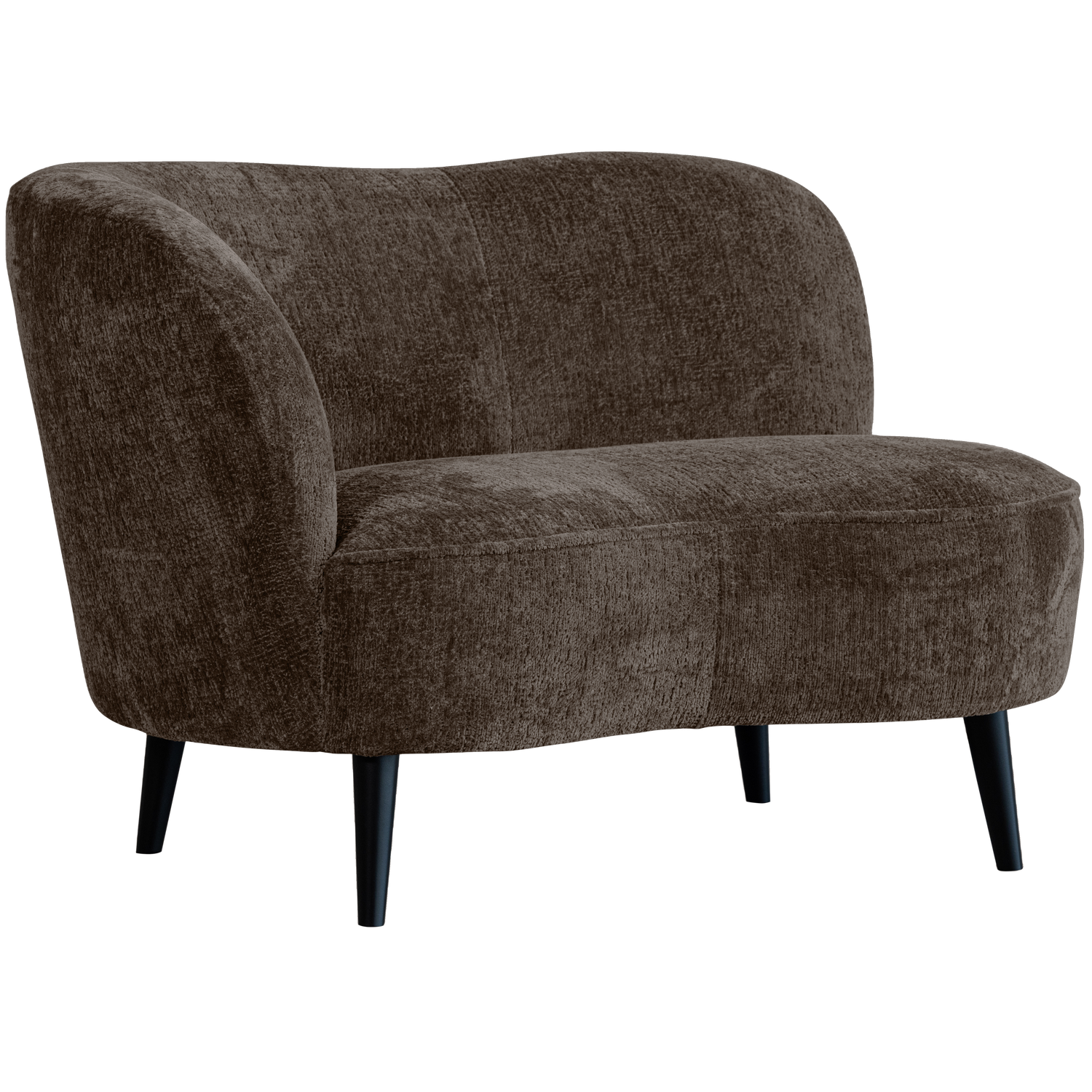 WOOOD Lounge Fauteuil Sara Links Grof Geweven Stof Grijs Bruin