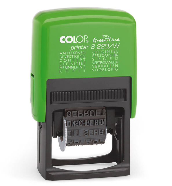 Tekststempel Colop Printer S 220/W Green Line 12 teksten groen afbeelding