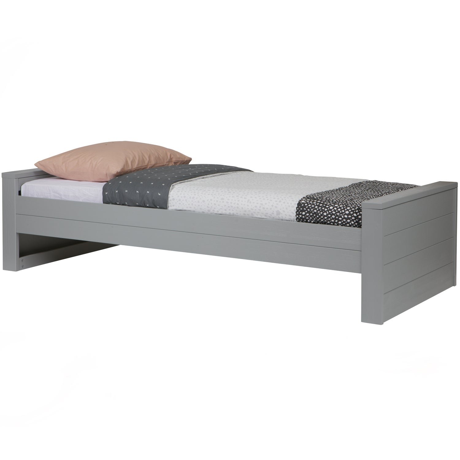 Bed Dennis 90X200 Cm Grenen Betongrijs Geborsteld [Fsc] afbeelding
