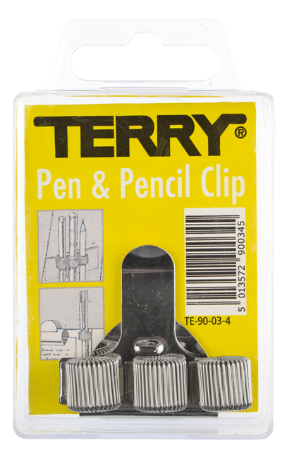 Penhouder Terry clip voor 3 pennen/potloden zilverkleurig afbeelding