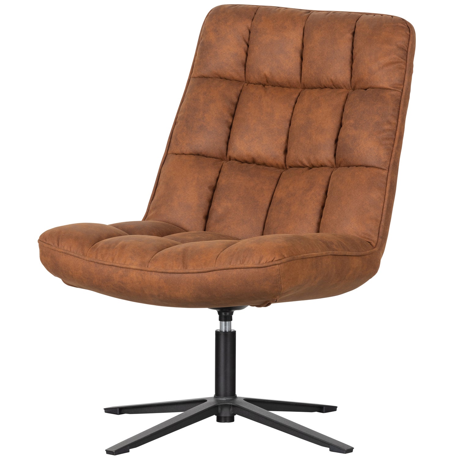WOOOD Draaifauteuil Dirkje Leerlook Cognac