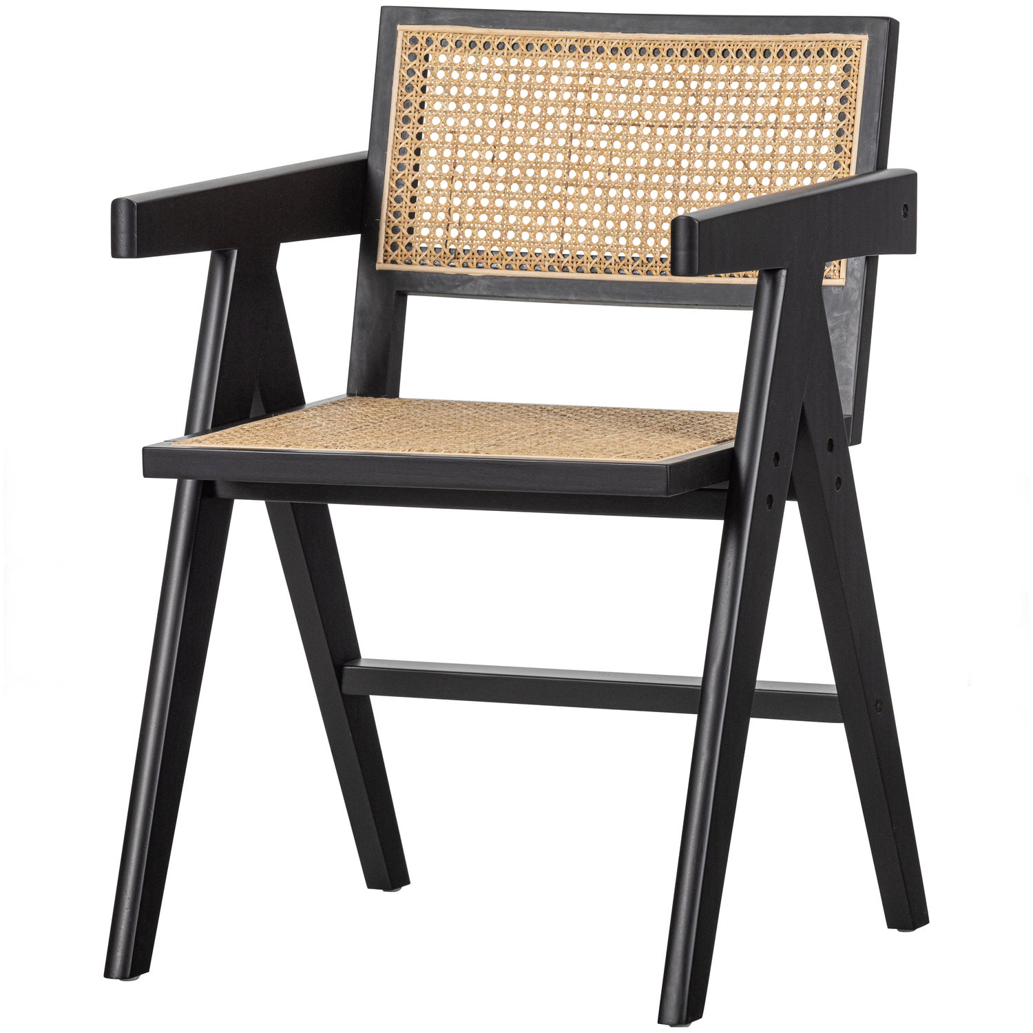 WOOOD Eetkamerstoel Gunn Rattan Hout Zwart