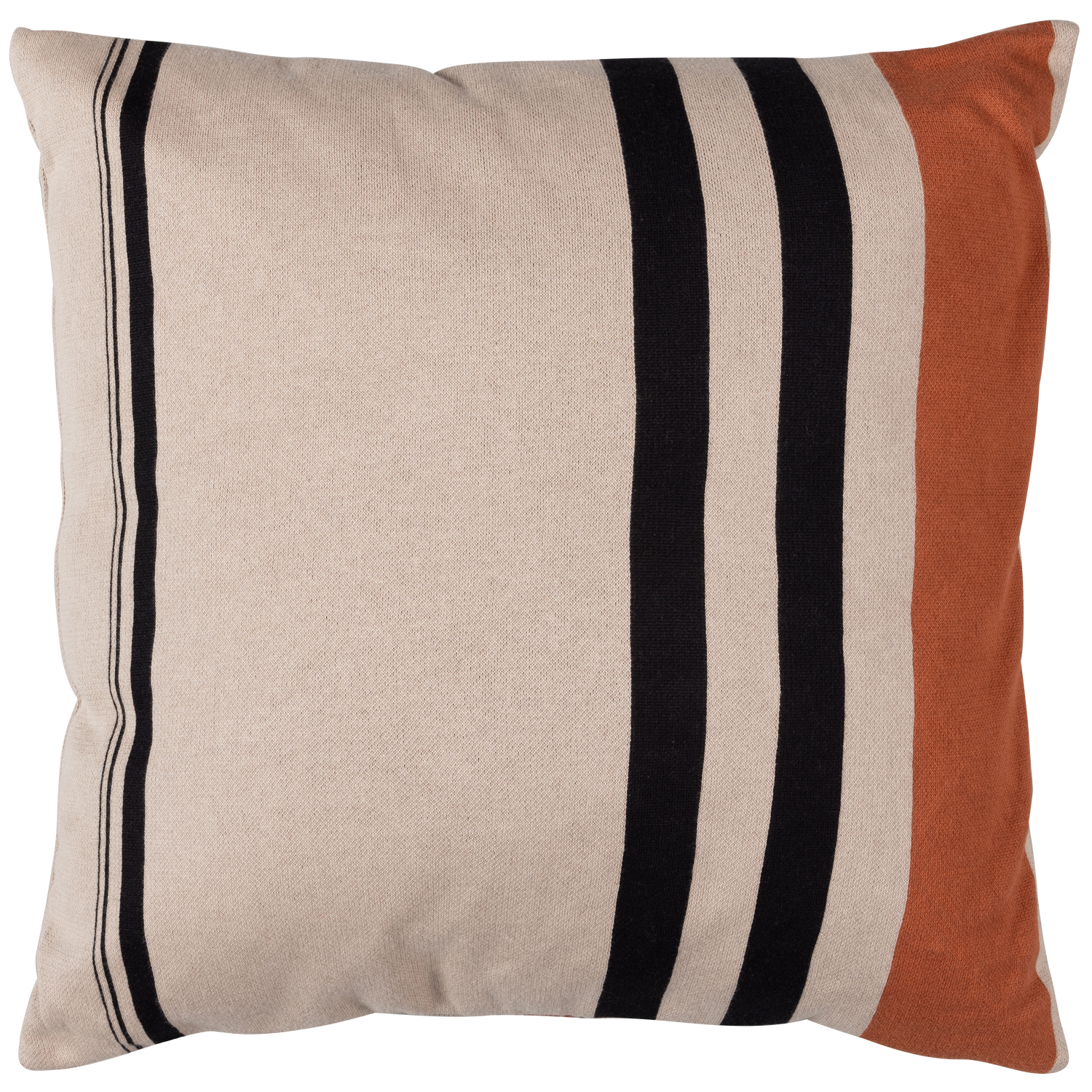 WOOOD HANI GESTREEPT KUSSEN KHAKI ZWART 60x60CM