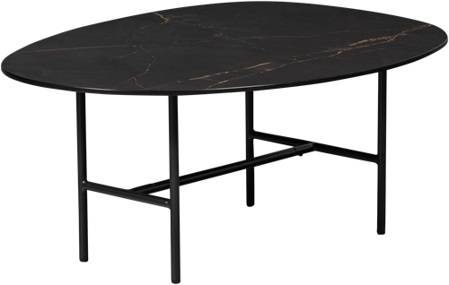 VAJEN SALONTAFEL MET ZWART MARMEREN LOOK BLAD 80x60CM
