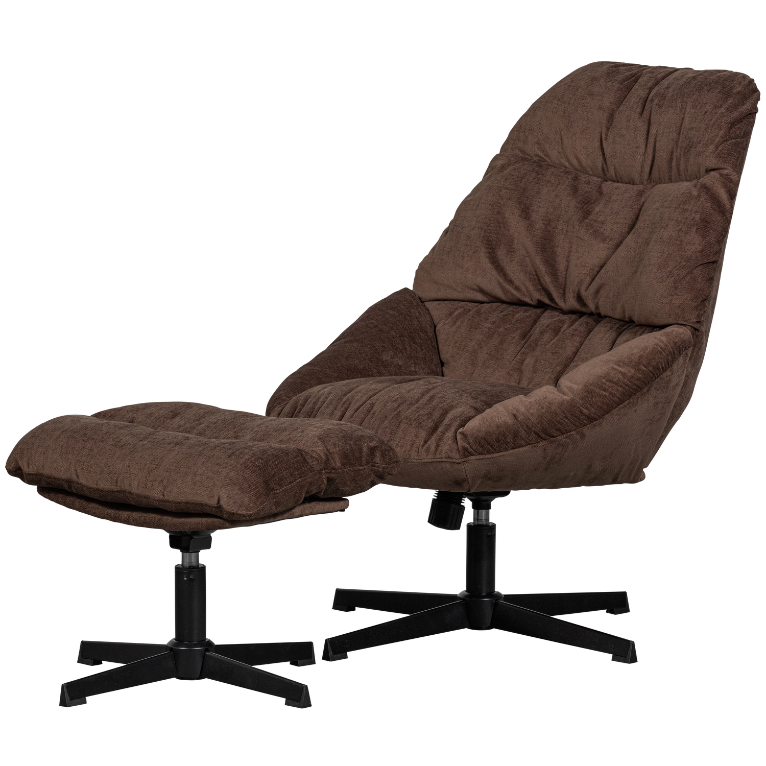 WOOOD YARO DRAAIBARE FAUTEUIL MET HOCKER ESPRESSO