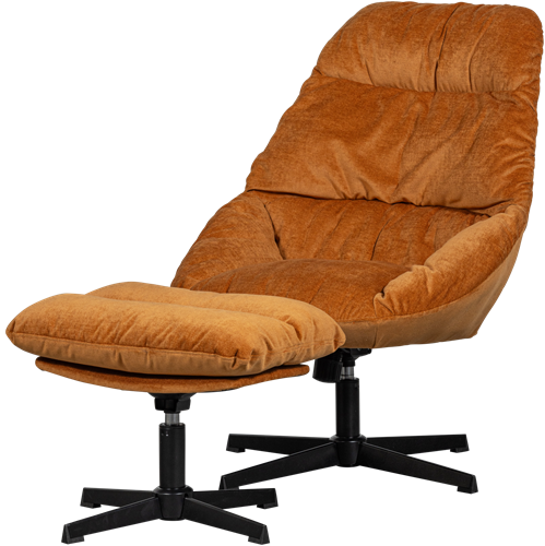 Draaibare Fauteuil Yaro Met Hocker Ginger