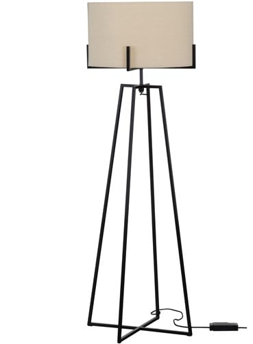 HOLLY VLOERLAMP ZWART/NATUREL