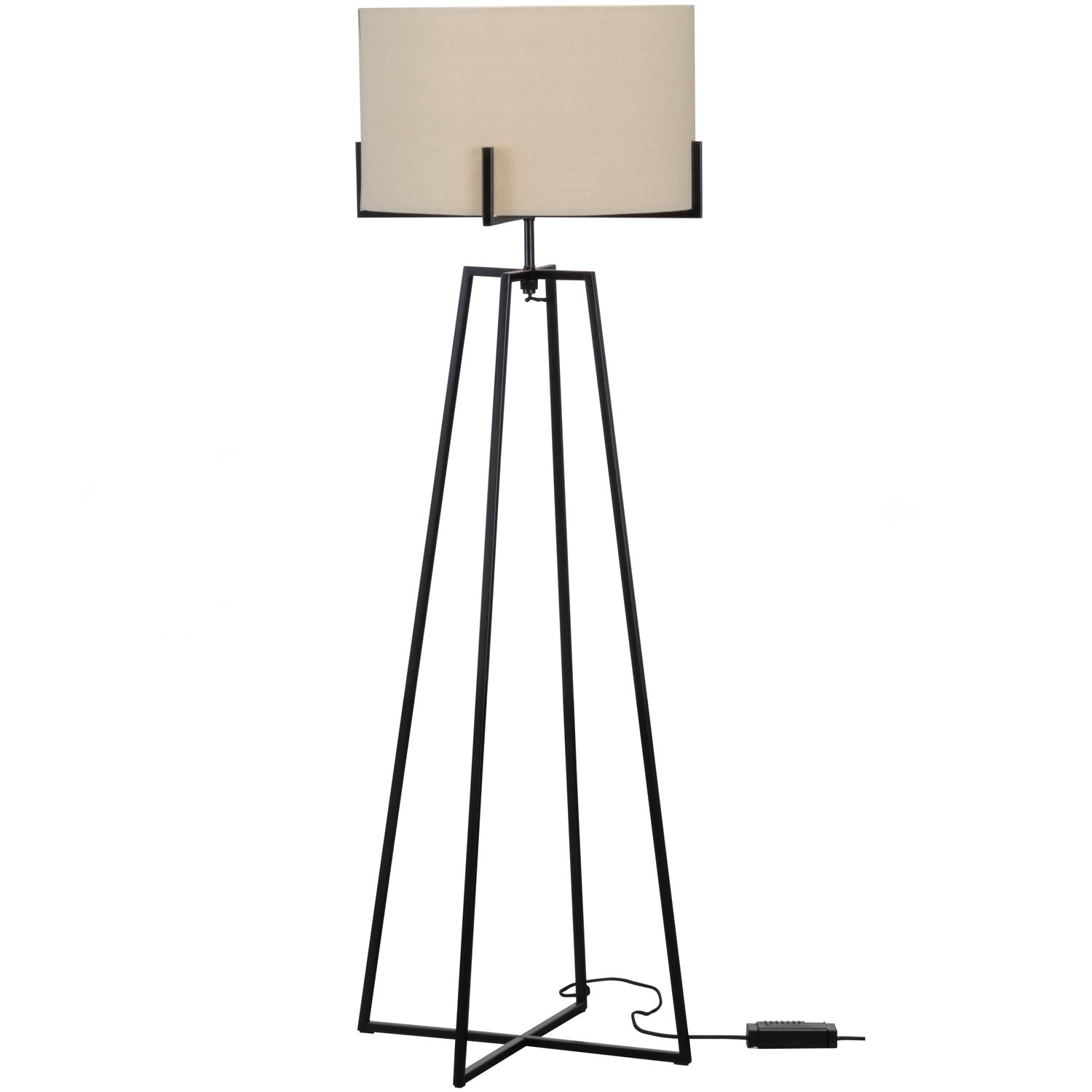 HOLLY VLOERLAMP ZWART/NATUREL afbeelding