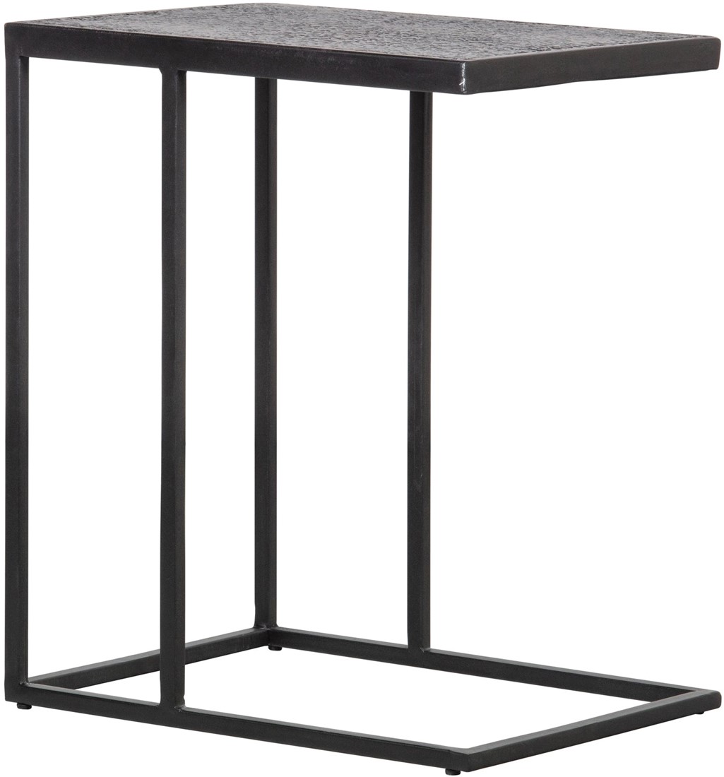 U-vorm Salontafeltje Relaxdays Bijzettafel Industrieel U-vorm - Zwart Metaal & Hout Look 60x30x45 Cm, Salontafeltje Voor Bank Bijzettafel Onder Bank Relaxdays