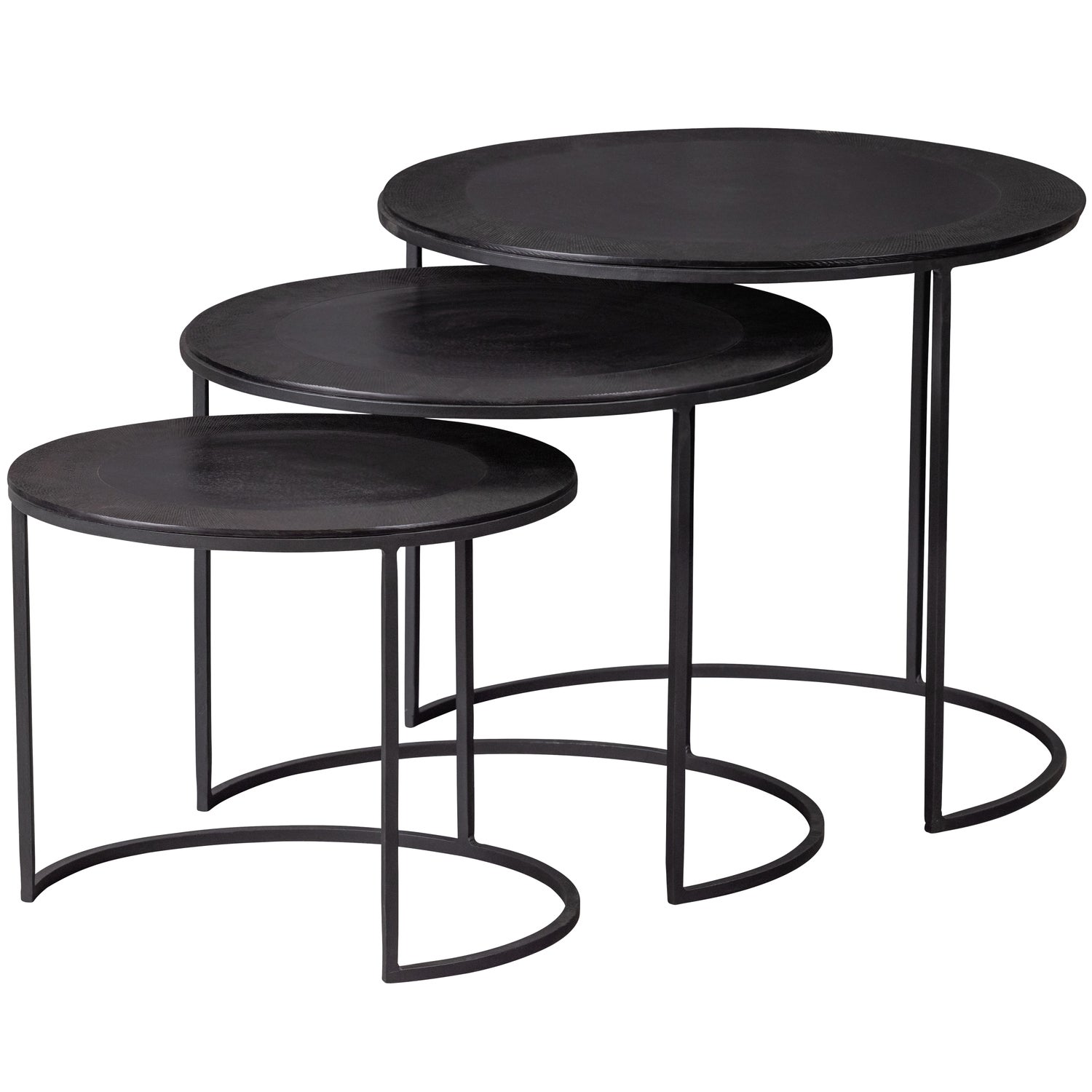 WOOOD Bijzettafels Set V 3 Janna Metaal Donker Bruin