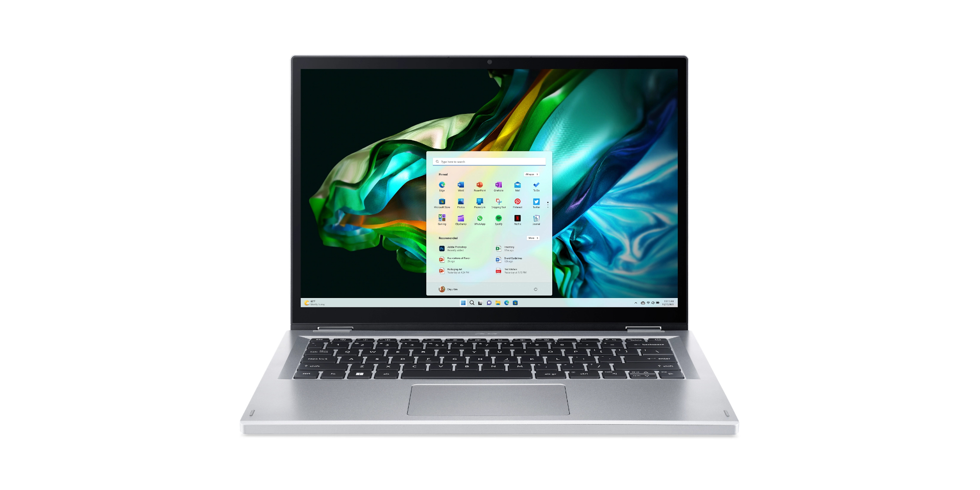 Acer Aspire 3 Spin 14 A3SP14-31PT-C6NT Intel® N N100 Hybride (2-in-1) 35,6 cm (14") Touchscreen WUXGA 4 GB LPDDR5-SDRAM 128 GB SSD Wi-Fi 6 (802.11ax) Windows 11 Home in S mode Zilver afbeelding