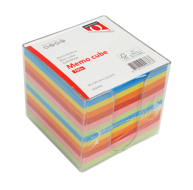Memokubus Quantore 90x90mm transparant assorti afbeelding
