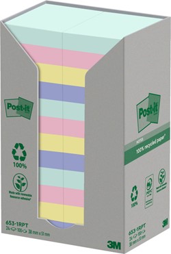 Memoblok Post-it 653-1RPT 38x51mm rainbow pastel 24 stuks