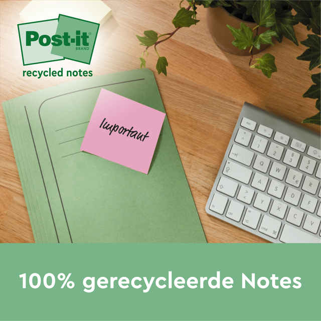 Memoblok Post-it 655-RPT 76x127mm recycled rainbow pastel 16 stuks — Foto 2 van 2