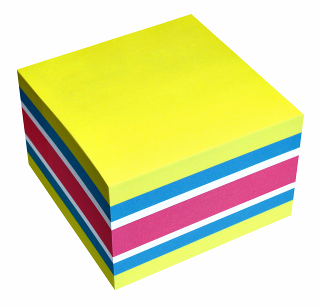 Memoblok info notes kubus 450 vel 75x75mm neon assorti 450 vel afbeelding