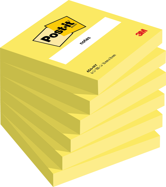 Memoblok Post-it 654 76x76mm neon geel 100 vel afbeelding