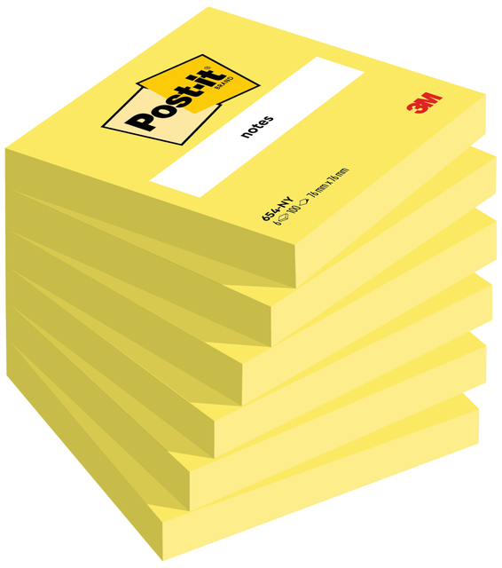 Memoblok Post-it 654 76x76mm neon geel 100 vel afbeelding