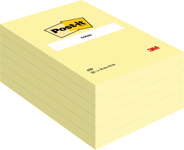 Memoblok Post-it 659 102x152mm geel afbeelding