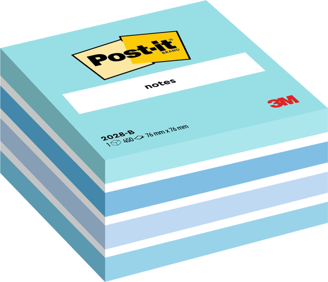 Memoblok Post-it 2028 76x76mm kubus pastel blauw afbeelding