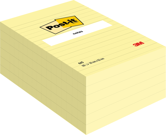 Memoblok Post-it 660 lijn 102x152mm canary yellow afbeelding