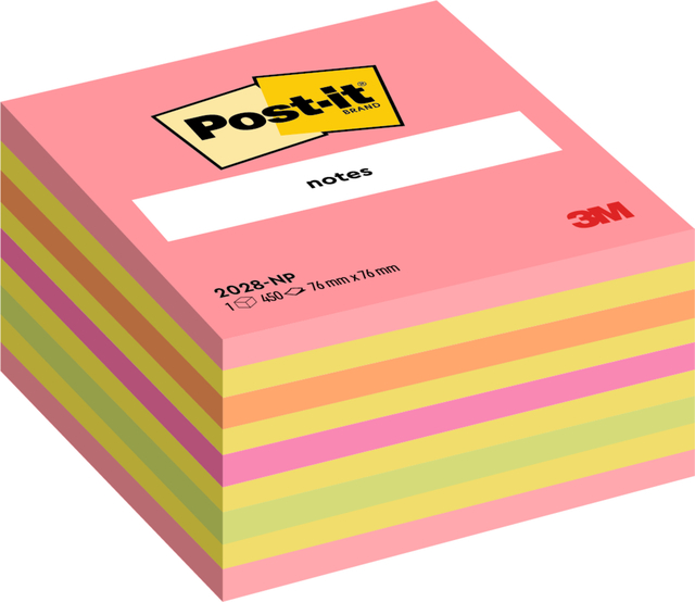 Memoblok Post-it 2028 76x76mm kubus neon kleuren afbeelding