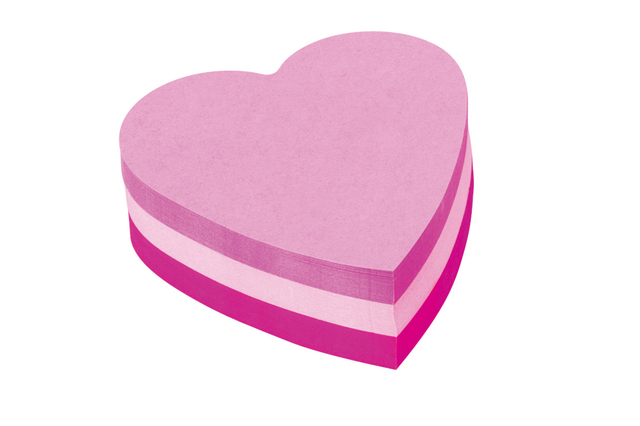 Memoblok Post-it Vormen 2007 70x70mm kubus hart roze afbeelding