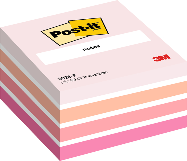 Memoblok Post-it 2028 76x76mm kubus pastel roze afbeelding