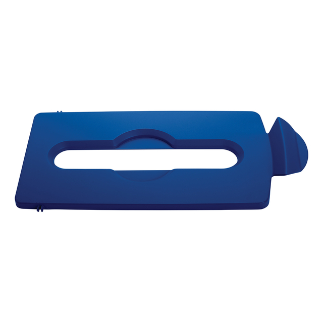 Deksel Rubbermaid Slim Jim Recyclestation inwerpopening voor papier blauw afbeelding