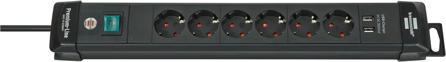 Stekkerdoos Brennenstuhl Premium 6 voudig inclusief 2 USB 3 meter zwart afbeelding
