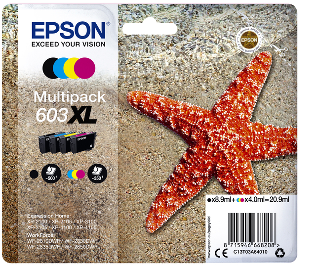 Inktcartridge Epson 603XL T03A6 zwart + 3 kleuren afbeelding