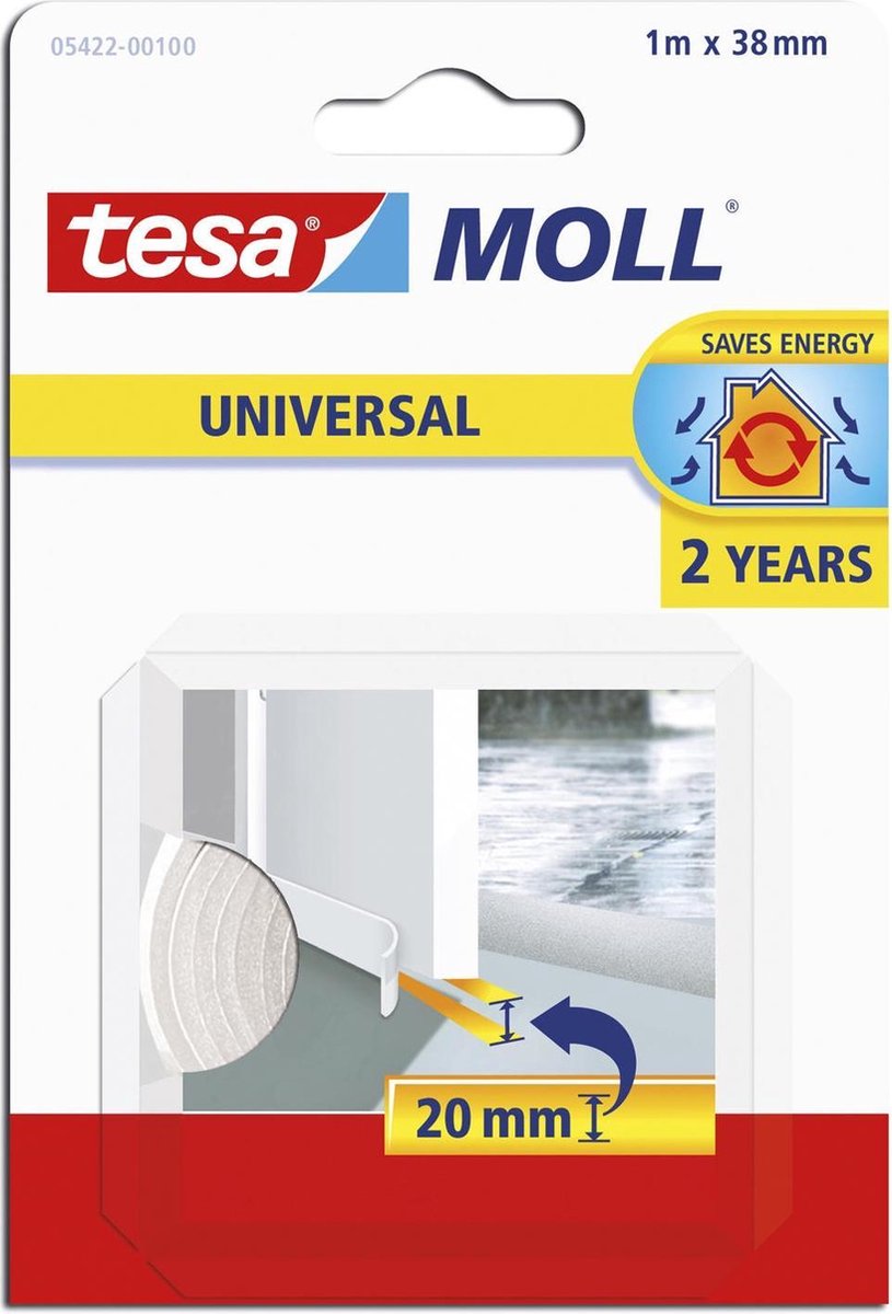 Tochtstrips tesamoll® Universal Zelfklevend tbv deur 1mx38mm wit afbeelding