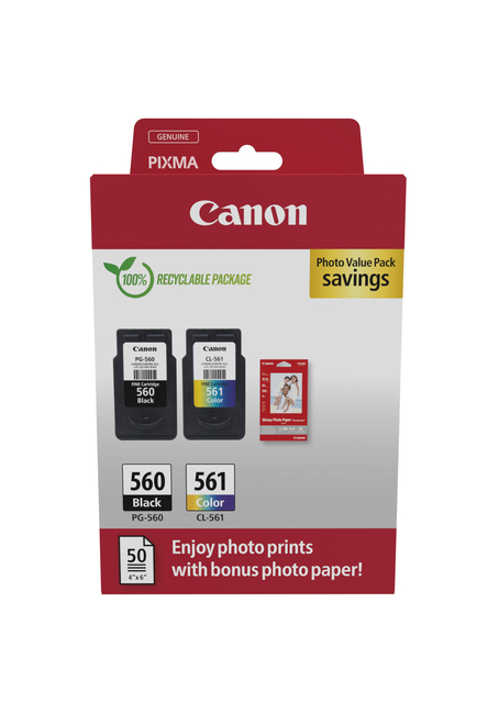 Inktcartridge Canon PG-560 CL-561 zwart + kleur afbeelding