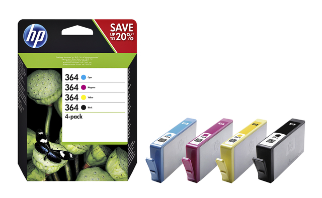 Inktcartridge HP N9J73AE 364 zwart + 3 kleuren afbeelding