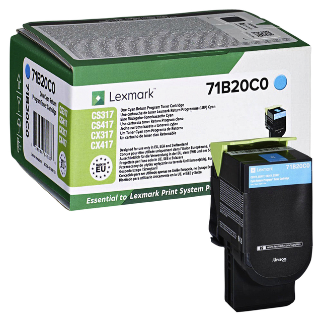 Tonercartridge Lexmark 71B20C0 blauw afbeelding