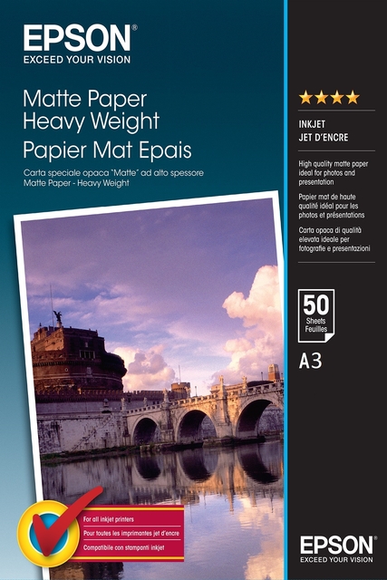 Inkjetpapier Epson S041261 A3 mat 1440DPI 50 vel afbeelding