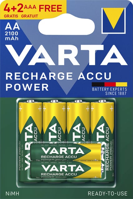 Batterij oplaadbaar Varta ready2use 4xAA 2100mAh afbeelding