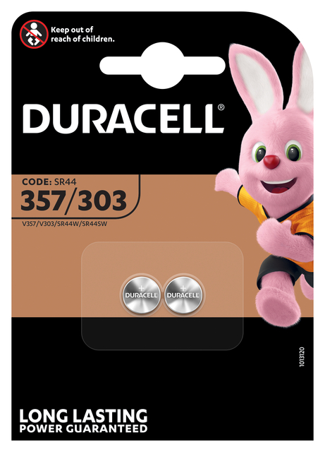 Batterij Duracell knoopcel 2x357/303 zilver oxide Ø11,6mm 2 stuks afbeelding