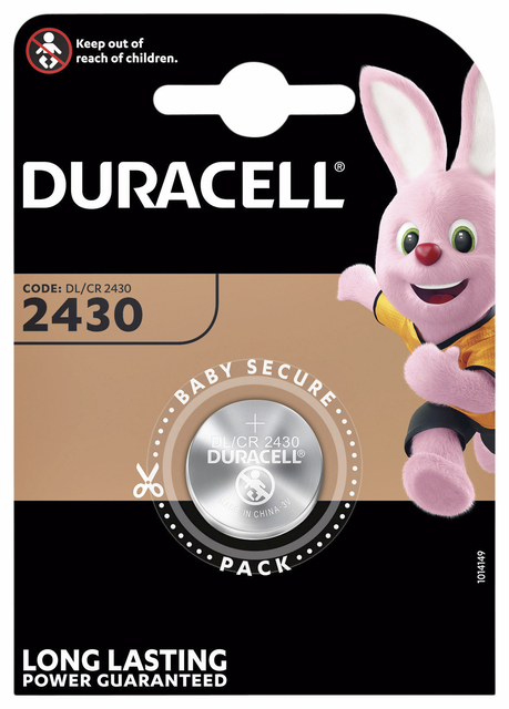 Batterij Duracell knoopcel 1xCR2430 lithium Ø24mm 3V-280mAh afbeelding