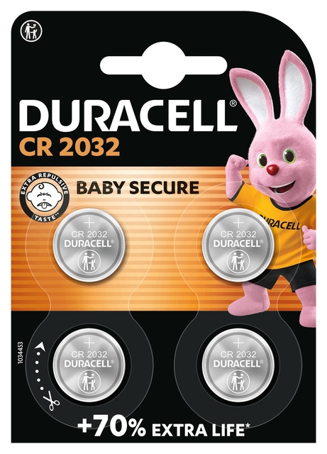 Batterij Duracell knoopcel 4xCR2032 lithium Ø20mm 3V-180mAh afbeelding