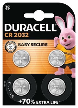 Batterij Duracell knoopcel 4xCR2032 lithium Ø20mm 3V-180mAh
