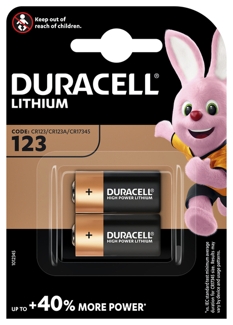 Batterij Duracell 2x CR123 high power lithium afbeelding