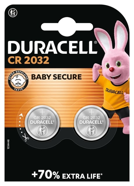 Batterij Duracell knoopcel 2xCR2032 lithium Ø20mm 3V-180mAh afbeelding